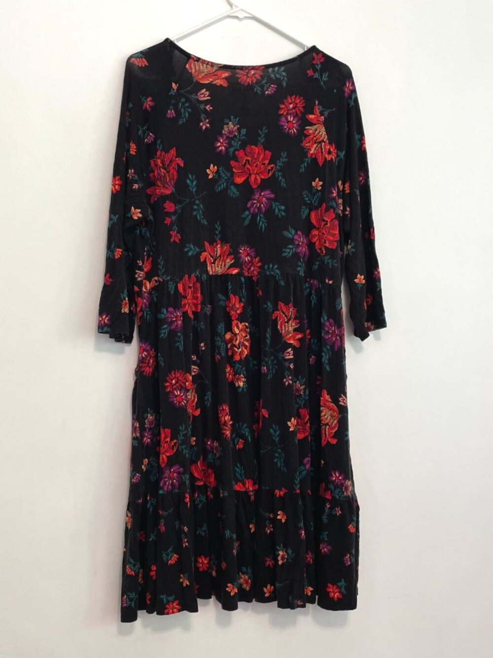TORRID 2 Plus Size Mini Super Soft Skater Dress Black Red Teal Floral 3/4 Sleeve - Picture 14 of 16